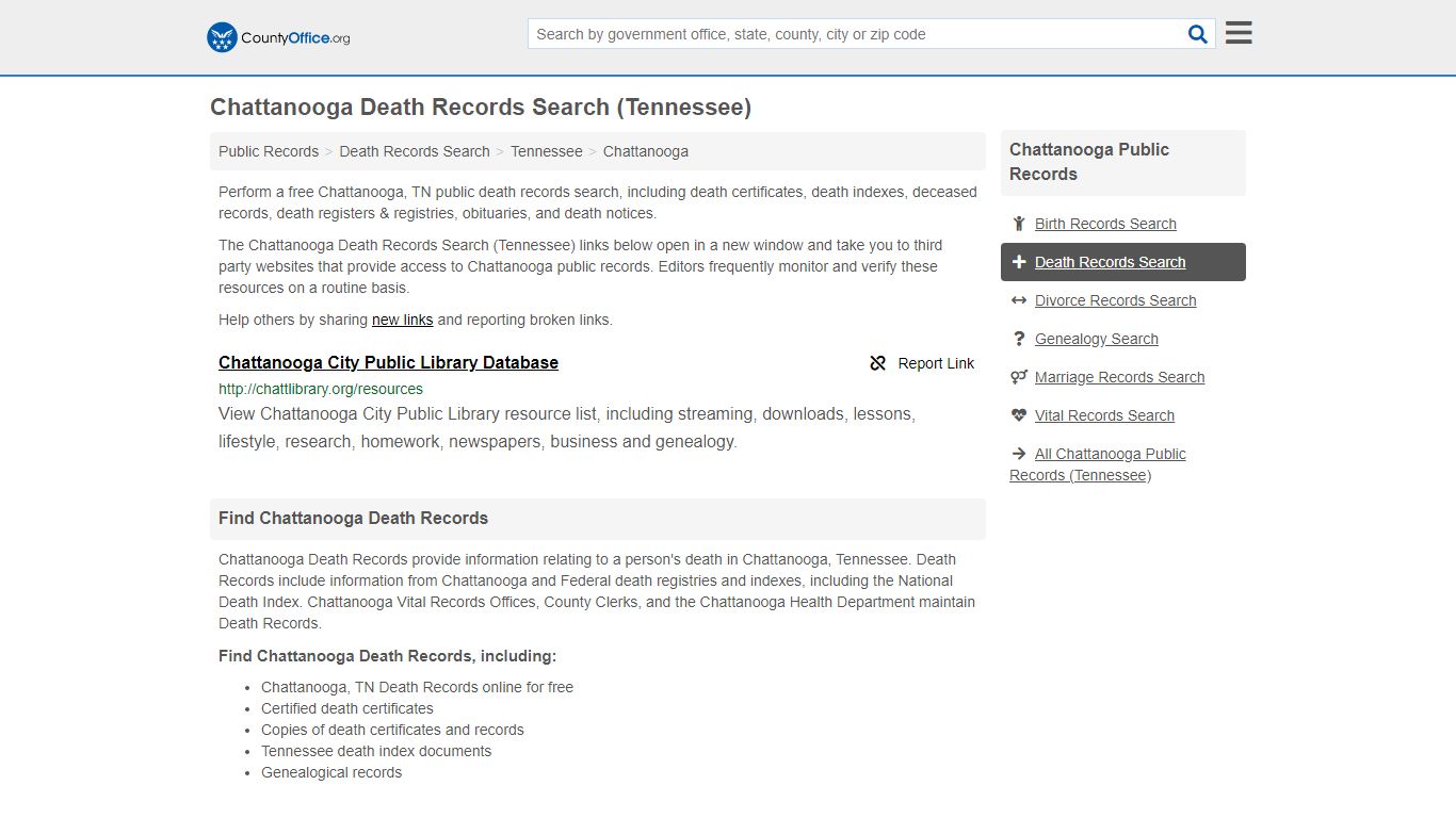 Death Records Search - Chattanooga, TN (Death Certificates ...