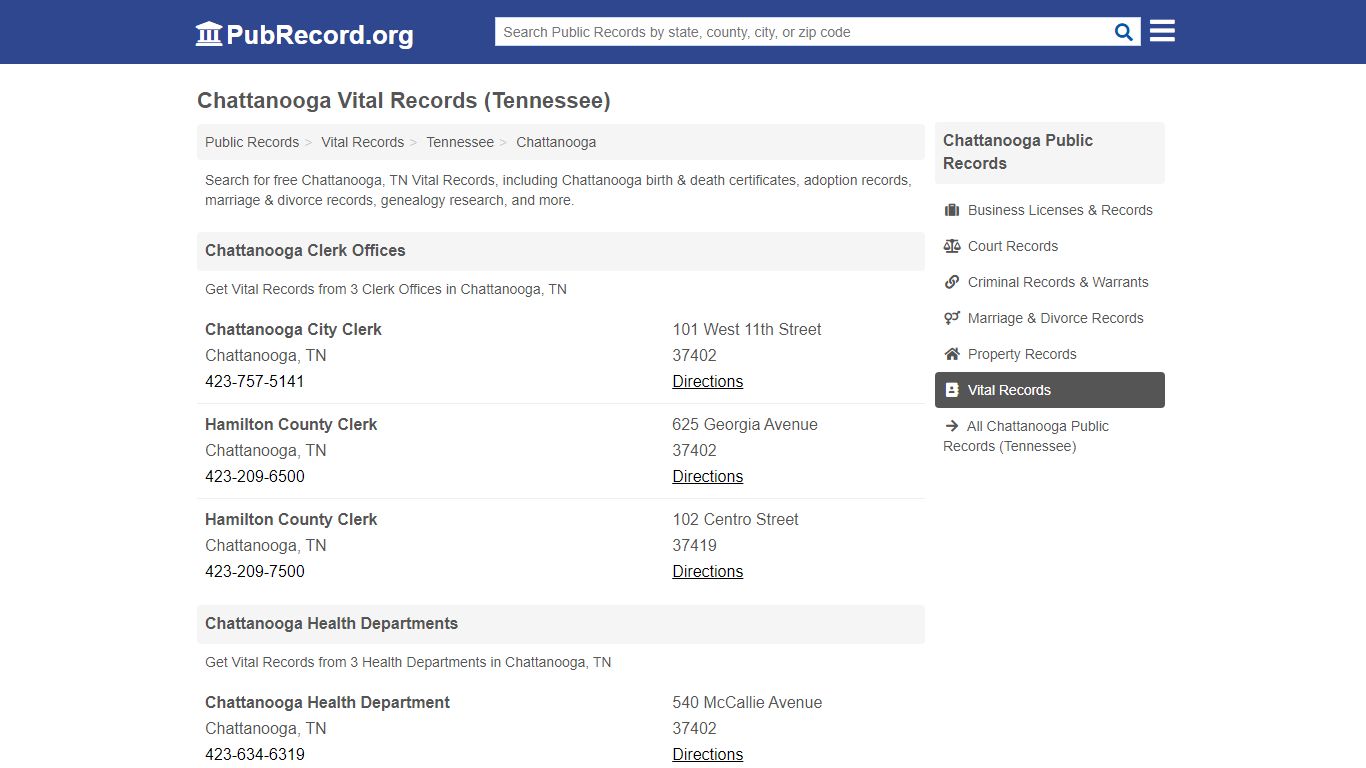 Free Chattanooga Vital Records (Tennessee Vital Records)